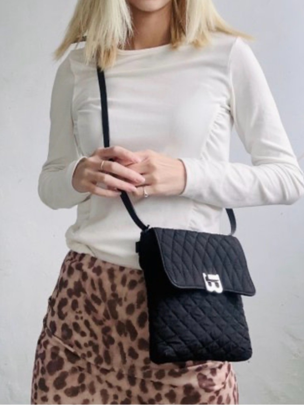Vintage Bally Black Quilted Crossbody Bag